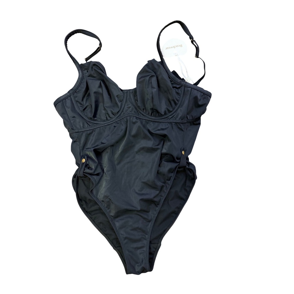 Mimi Holliday Beachwear One Piece Swimsuit Women Large Black Underwire Cutout